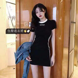 Temperament Famous Fashion Body-Buffed Short-Sleeved Dress Women's Dress 2025 New Trendy Hong Kong-Style Women's Dress