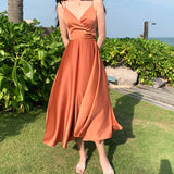 French Vintage Swear Sexy Super Fairy White Suspension Dress Seaside Vacation Dew Beach Dress Women's Summer