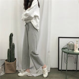 2025 Early Spring New Korean Version Of Leisure Pants Loose Thin And Tight Waist Students With Straight Broad Leg Pants Female Tide