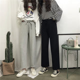 2025 Early Spring New Korean Version Of Leisure Pants Loose Thin And Tight Waist Students With Straight Broad Leg Pants Female Tide