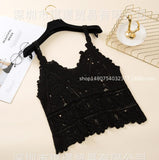 2025 New Hook And Flower Hollow Hoodie Outside The Coat Wearing A Small Sling Vest Woman