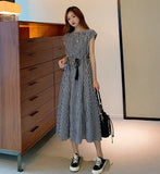 Korean Chic Art Retro Can Be Receded Waist Tether Loose Large Cotton Dress 11 Colors