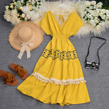 2025 National Style Holiday Dress Summer High-Waist Heavy Industry Embroidery Tang Su A Dress Dress Dress