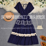 2025 National Style Holiday Dress Summer High-Waist Heavy Industry Embroidery Tang Su A Dress Dress Dress