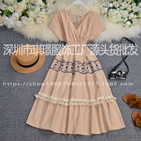 2025 National Style Holiday Dress Summer High-Waist Heavy Industry Embroidery Tang Su A Dress Dress Dress