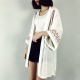 2025 Summer Dress New Women's Uniforms Embroidered Flowering Jackets In Long-Thing Coat Beach Sunscreen