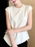 French Temperament White Irregular Small Flying Sleeve T-Shirt Girl Spring Slimming Particularly Good-Looking T-Shirt