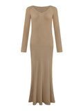 Peninsula Twilight_Winter Mate V-Neck Silk Wool Fishtail Knitted Dress Commuting Thin