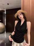10188 # Summer Korean Version Of The Swing Tie Hanging Neck Sling Vest Women Sleeveless Slimming Back All-In-One With Chest Cushion