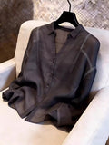 European High-End Linen Black Large-Size Coat Women 2026 Summer New Light Luxury Temperament Thin Shirt