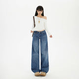 YC& Vintage Low-Rise Loose-Fitting Broad-Legged Trousers Autumn And Winter In Straight-Panel Pants Show Thin Jeans New Female New