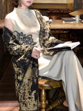 New Chinese Sleeveless Dress With Elegant Knitted Shawl Coat Top