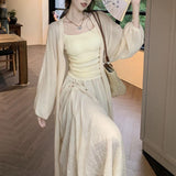 New Chinese-Style Set Zen Wears Women's Spring National Style Vintage Languid Languid Wind Milk Three-Piece Set Of Women's Summer New