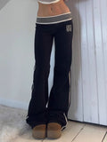Autumn And Winter New Basic Simple Wide-Sided Striped Low-Rise Leisure Pants Women's Match Digital Sweatpants