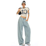 Summer New Lyselle Tiansi Millennium Hottie Candy Color Loose Broad-Legged Slacks Cyanide