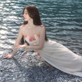 2025 In The Fog To See The Acetic Acid Hanging Dress Spring And Summer High-End Exquisite Holiday Fairy Yarn Skirt