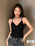 10161# Early Autumn New Pure Sexual Lust Sexy Lace Plus Velvet Sling Vest Women Body Body Integrated With Chest Pad Inside