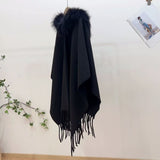 Cummit Limited French Temperament Big Collar Cloak 2025 New Sister Hair Knitted Cloak Sweater