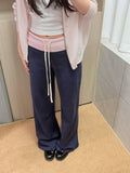 Lazy Korean Languids Slamming Waist Broad Leg Sweatpants Women Summer Tibetan Cyan High-Waisted Thin Trousers Casual Trousers