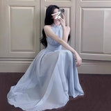 Sleeveless-Coaled Neck Dress Women's Spring 2025 New Seaside Resort Design Temperament French Waist-Waisted Skirt