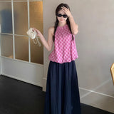 Flower Brjaf Women 2026 Summer New Retro Plaid Sleeveless Shirt Loose Thin Slings