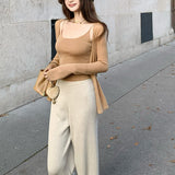 Lily Week JI To Comfort 100 Wool Series Wind Ballet Daily Feeling Knitted Top Set In Autumn