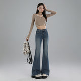 Small High-Rise Thin Elastic Women's Jeans Trousers Lengthened Black Trousers Black Trousers