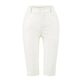 Korean Version Of Temperament OL Capri Trousers High Waist Repair Leather Pants Sexy Side Open Fork Casual Seven-Point Trousers