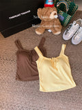 1062# Human Cotton Tie Bow With Small Sling Vest Women's Summer 2025 New Hot Girl Style Solid Color Wear Clothes