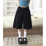 PP Pocket Leopard Cross Hot Diamond Denim Shorts High Waist Thin Set Casual Five-Point Wide Leg Pants Trousers Women