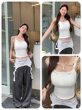 10119# Summer New Color Pseudonymic Two Sling Vests With Chest Cushions On The Back Of The Bow Hollow