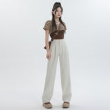 Suit Pants Women's Spring And Autumn Thin High Waist-Hanging Casual Gray Summer Narrow Version Of Drag Straight Broad Leg Sunscreen Pants