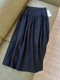 The Casher Is Recommended, A Huge Sense Of Quality!High Waist Thin-Folding Design Skirt Linen-Blend Half-Dress Skirt