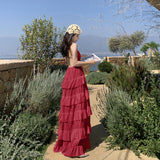 2025 Long-Term Pure-Want Wind Hanging Back-End Fairy Dress Seaside Lotus Leaf Hanging Dress