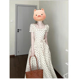 French Retro Niche White Wave Dot Short-Sleeved Dress Women's 2026 New Summer Temperament Waist Dress