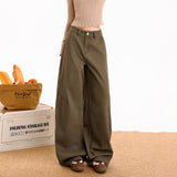 2025 New Autumn And Winter Drag Trousers Brown Curry Color Loose Leisure Broad Leg Pants Comfortable Commute Brown Coffee Trousers