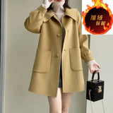 Spring And Autumn Thin 2025 Autumn And Winter New Long Love Buckle Thin Coat Doll Collar This Coat Top Woman