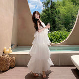 2026 New Heavy Industry Pressure Folding Light Lotus Leaf Side Temperament Dress Flowing Morning Robe Small Dress Super Fairy