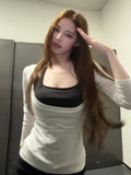 Summer Folding Hanging Neck Sling Vest T-Shirt Two Sets Of Hot Girl U Collar Micro-Sleeved T-Shirt Girl