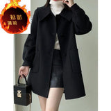 Spring And Autumn Thin 2025 Autumn And Winter New Long Love Buckle Thin Coat Doll Collar This Coat Top Woman