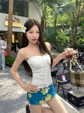 Yan 2026 New Hottie Sexy Strapped Summer Flower Skirt Bag Hip Skirt Three-Piece Swimsuit