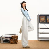 Relaxing Waist Casual Draw Rope Hanging Wide Leg Pants Sports Autumn And Winter Straight Trousers