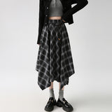 Maillard Curry Lattice Skirt Irregular High-Waist A-Word Umbrella Skirt Retro Style Shaded Thin