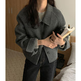 Korean Version Of Chic Autumn And Winter Retro Gentle Simple Collar Single Buckle Commuting Wool Coat 4 Colors