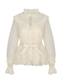 Feather Brocade Dreaming Of Ancient Doll Feel Lace T-Shirt Lace Lace Bud Shirt Long-Sleeved Woman