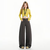 Vintage High Street Cotton Loose Broad-Legged Jeans Street Tud Trousers Gray Trousers