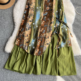 Spring And Summer 2025 New Yunnan Xinjiang Seaside Tourism Photo Bohemia Oil Painting Strapped Long Skirt Set