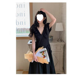 2026 New French Dress High-End Hepburn Wind Small Black Dress To Collect Waist Thin V Collar Black Dress Women Summer