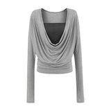 Spice Girl Style Hit Two Ragged Long-Sleeved T-Shirts In The Autumn New Slimming Inside The Bottom Shirt Top