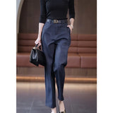 Casual Sickle Pants Women Spring And Autumn New High-Rise Thin Straight Barrel Small Design Sense Harlan Pants